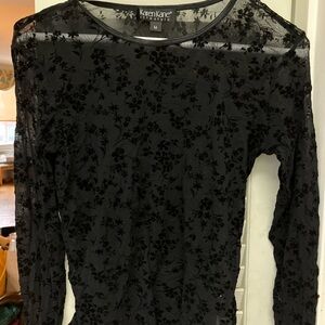 Karen Kane Charcoal Floral Lace Blouse